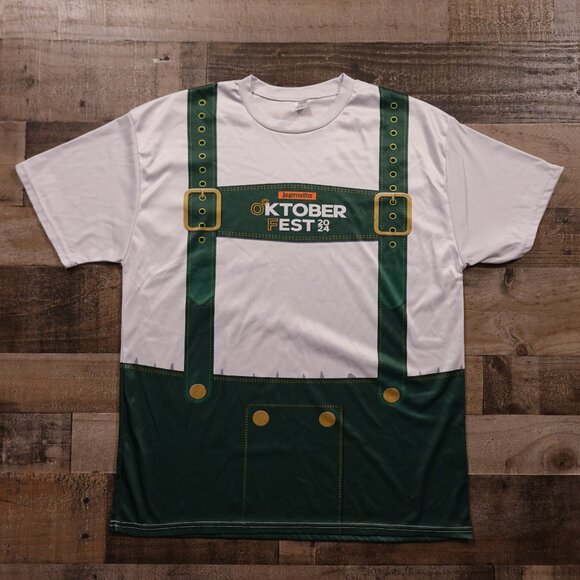 Jägermeister Oktoberfest 2024 Promo Graphic Tee Lederhosen Costume Shirt Men’s L - Picture 1 of 8